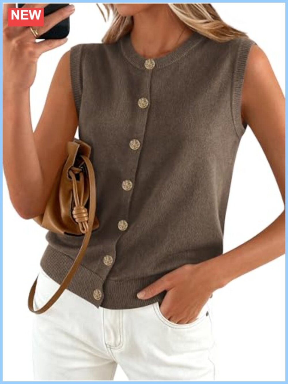 BTFBM Women's Sweater Vest Button Down Knit Sleeveless Cardigan